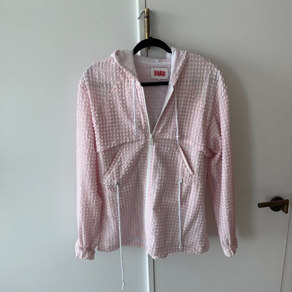 Sold & Striped Pink Gingham Wind Breaker Jacket - Picture 1 of 9